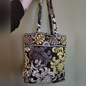 Vera Bradley tote in Baroque black, gray, and yellow